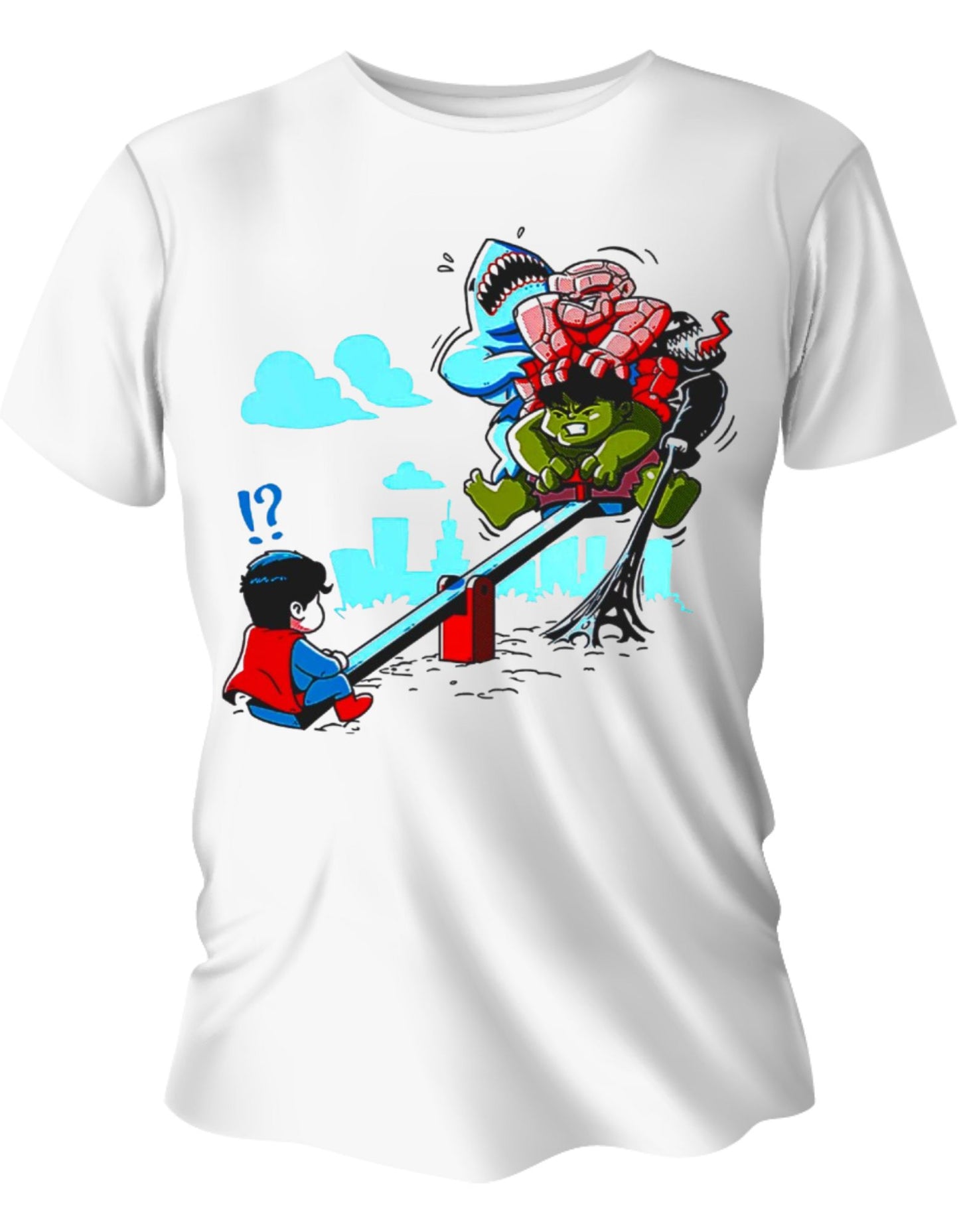 Camisa Manga Corta Para Niños - Superman vs Marvel