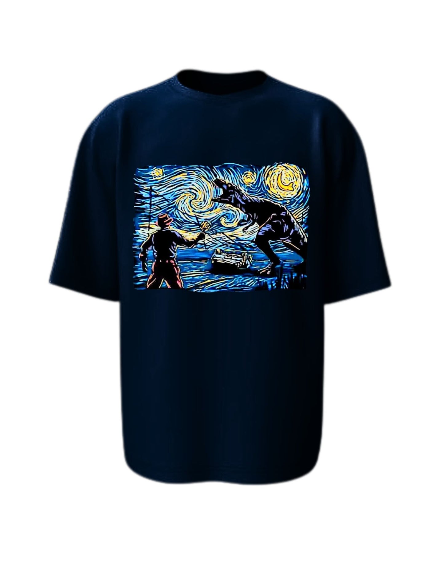 Camisa Manga Corta Oversize - La Noche Estrellada Del T Rex