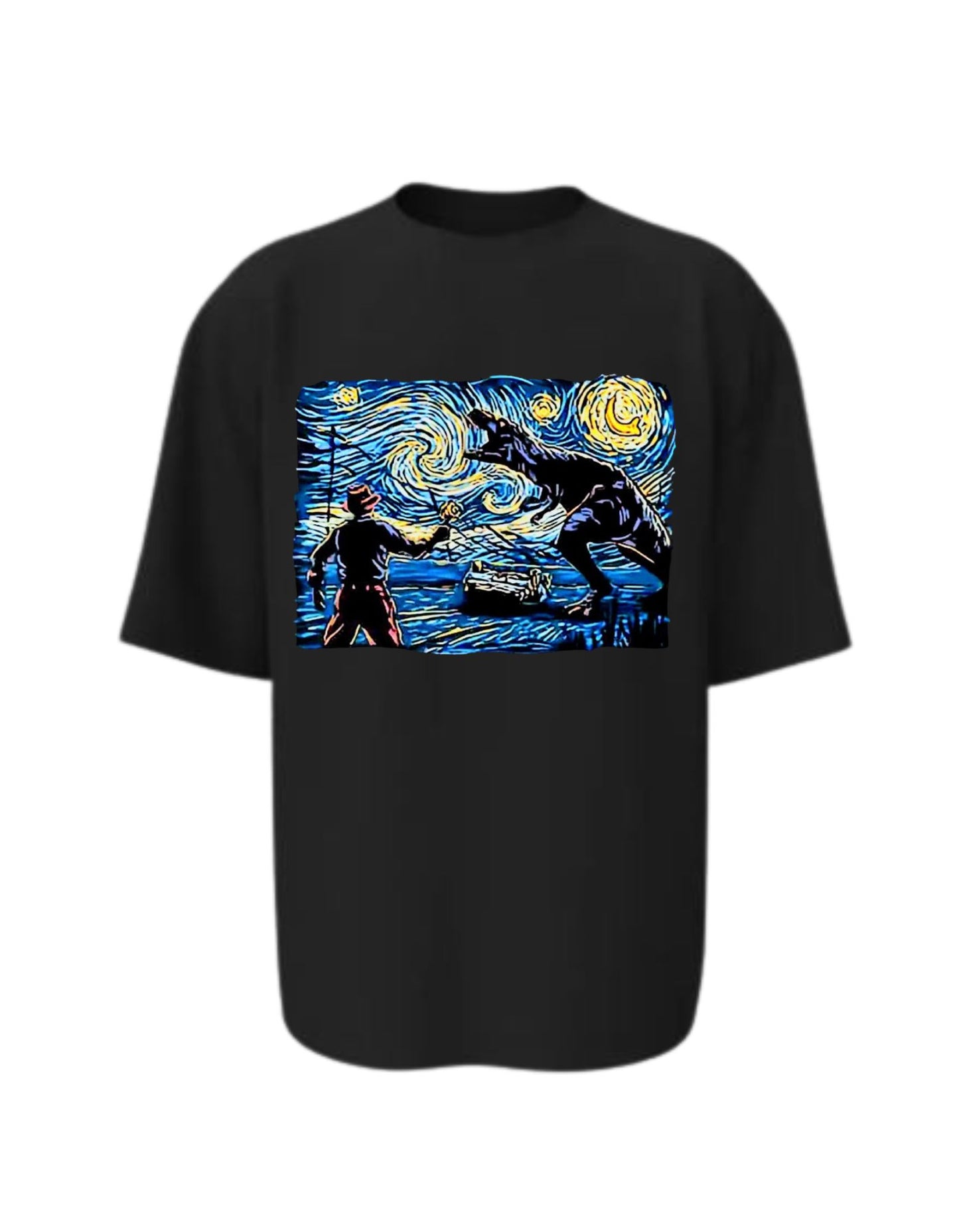 Camisa Manga Corta Oversize - La Noche Estrellada Del T Rex