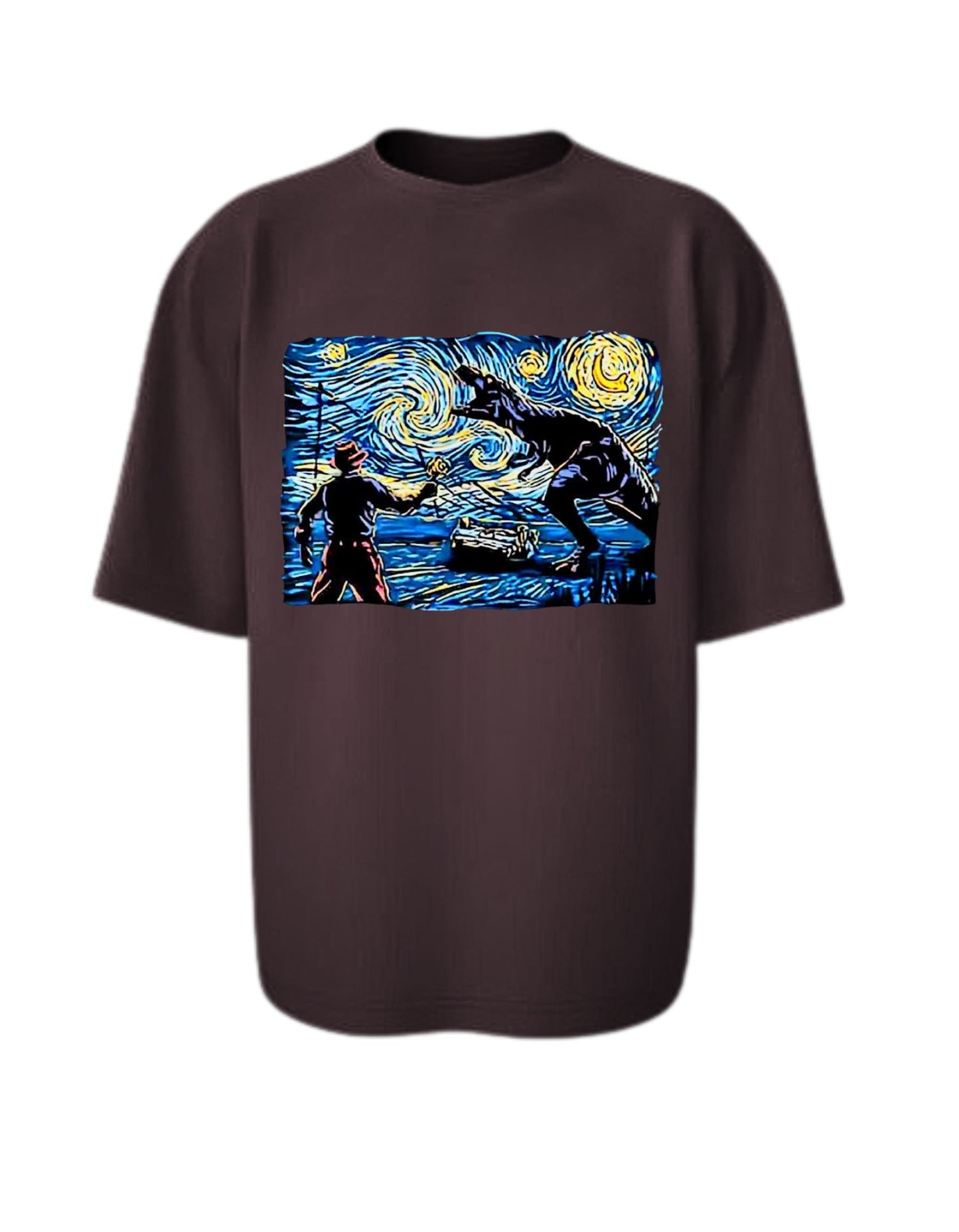 Camisa Manga Corta Oversize - La Noche Estrellada Del T Rex