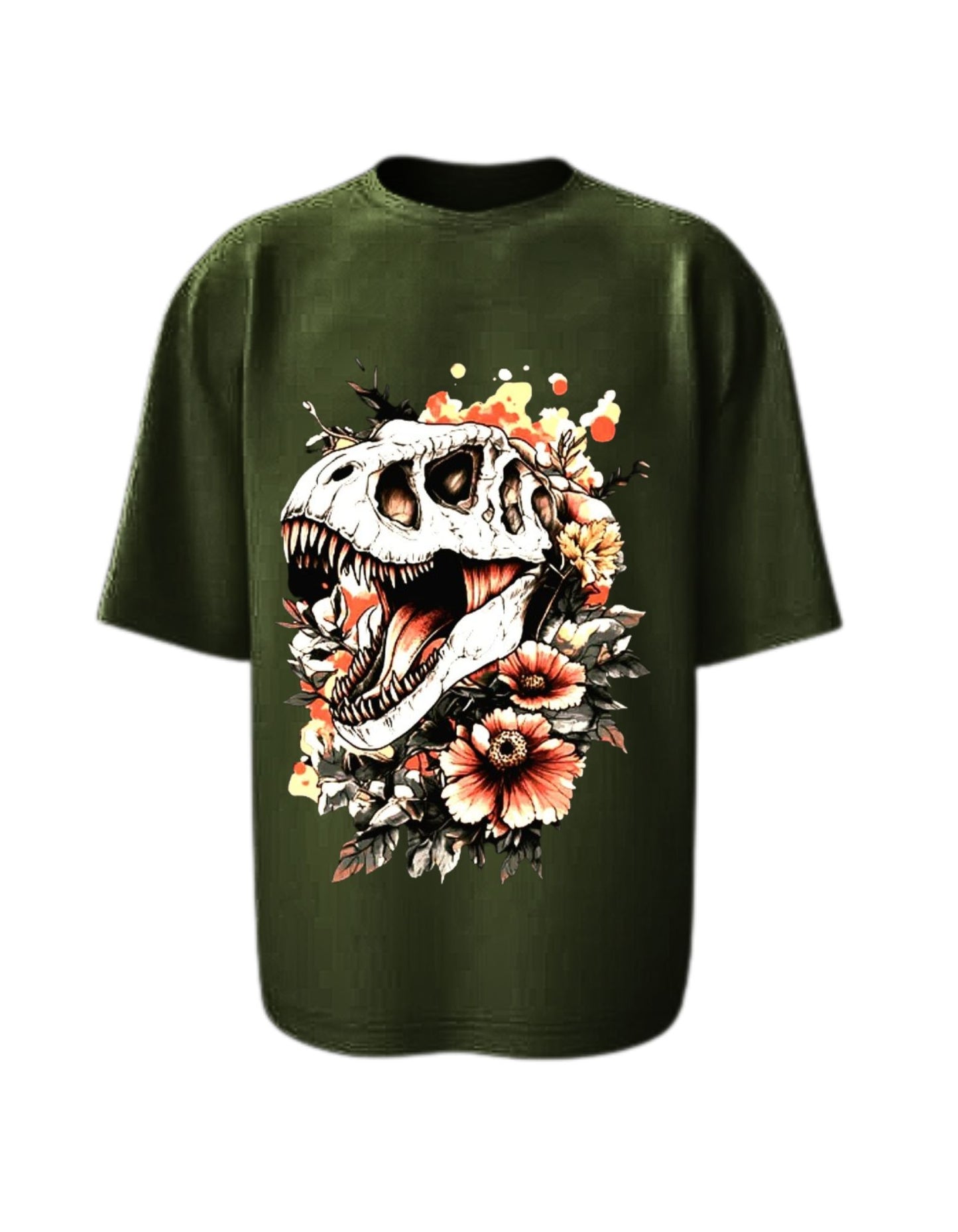 Camisa Manga Corta Oversize - Dino Flower