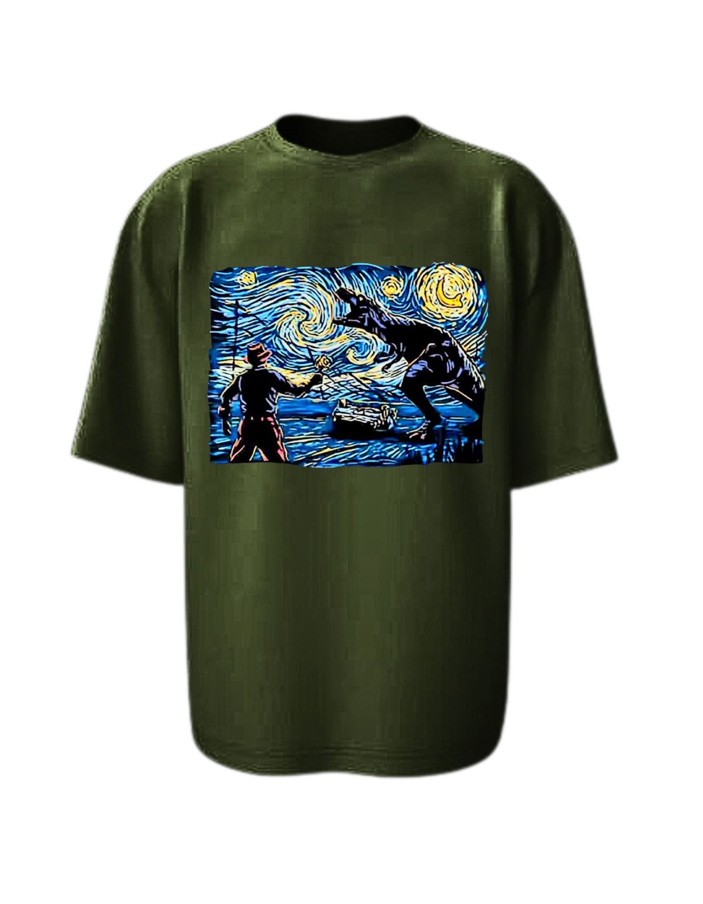 Camisa Manga Corta Oversize - La Noche Estrellada Del T Rex