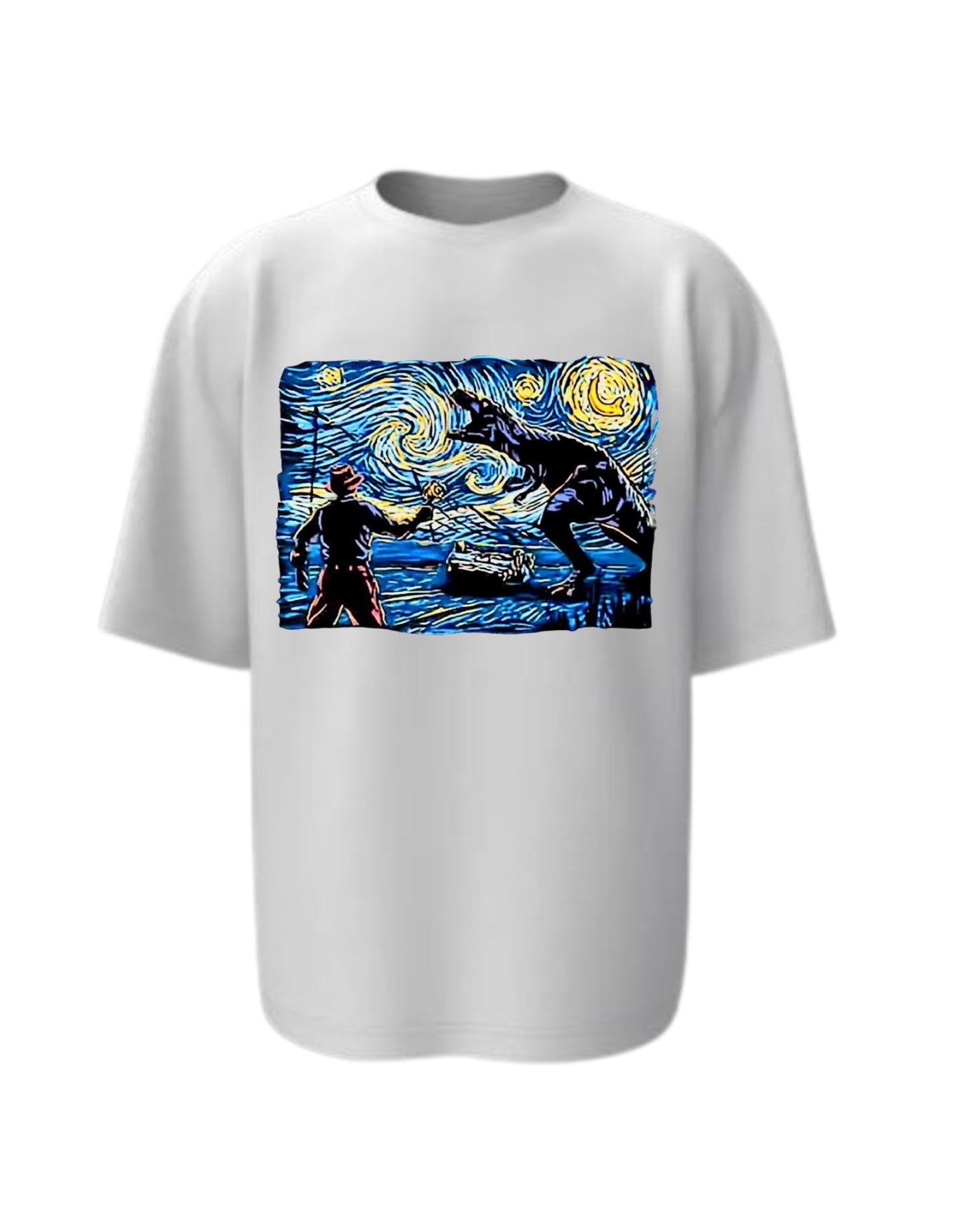 Camisa Manga Corta Oversize - La Noche Estrellada Del T Rex