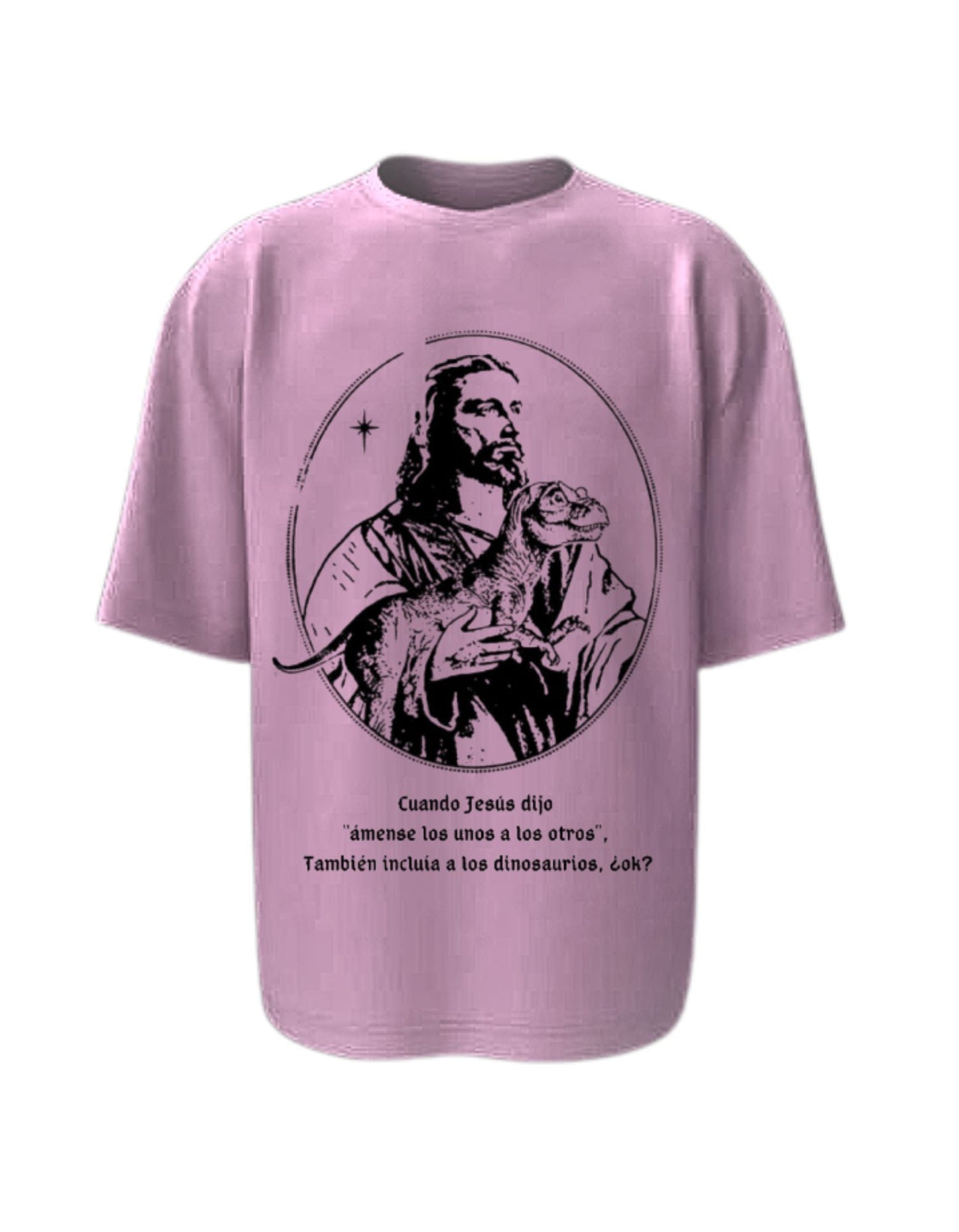 Camisa Manga Corta Oversize - Jesús Ama A Los Dinosaurios