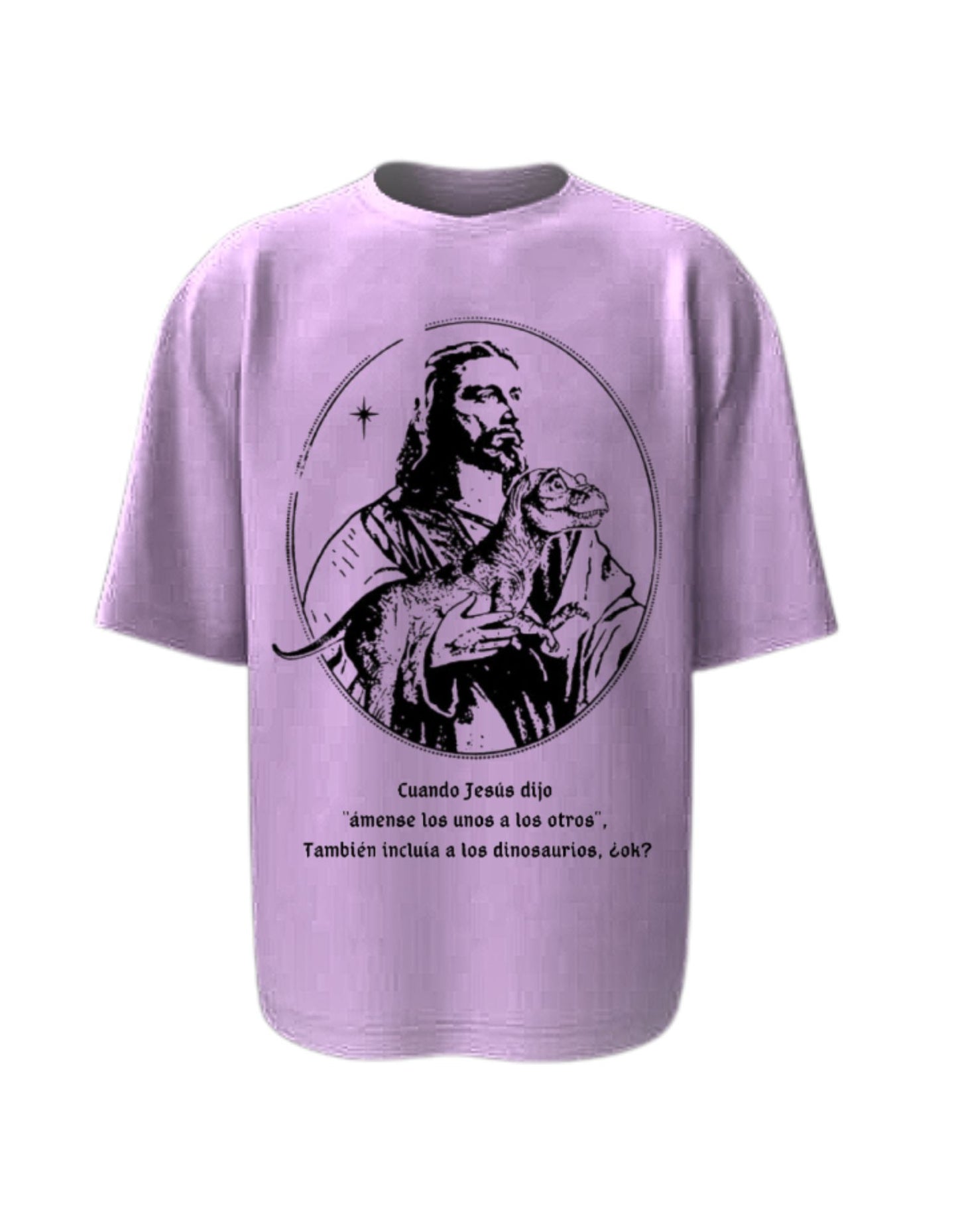 Camisa Manga Corta Oversize - Jesús Ama A Los Dinosaurios