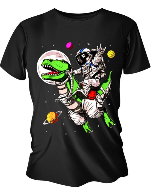 Camisa Manga Corta Para Niños - T Rex Interestelar