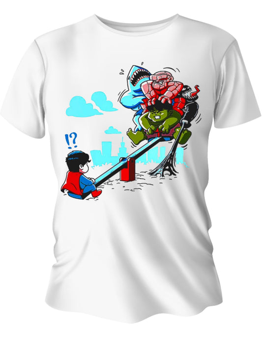 Camisa Manga Corta Para Niños  - Superman vs Marvel